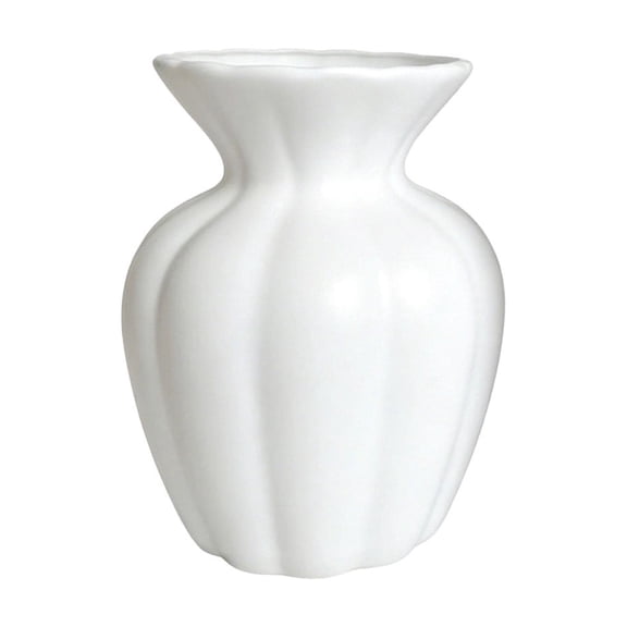 Ceramic Look Ribbed Flower Vase Waterproof for Fresh and Dried Florals Home Decor Accent Centerpiece