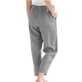 thumbnail image 3 of Linen Pants for Women, Elastic Waist Casual Spring Lounge Pants Soft Straight Leg Cropped Trouser with Pockets, 3 of 6