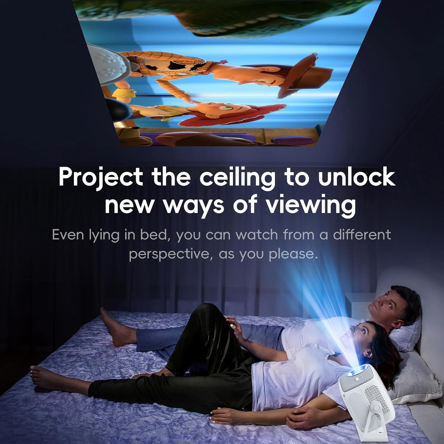 [Electric Focus& Auto Keystone] Portable 1080P Projector Lightweight with Built-in Smart TV OS Bluetooth WIFI 180 ° Rotation Compatible with TV Stick/Game Console/Smartphone/Laptop
