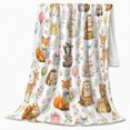thumbnail image 2 of Birthday Woodland Animals Bear Fox Deer Rabbit Party Flannel Blanket, Cozy Sofa Throw for families and Nature Fans, Warm Bedroom bedroom Reading Nook Home Decor, Birthday Gift, 2 of 9