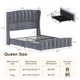 thumbnail image 2 of Aphthongs Queen Upholstered Bed Frame with 54'' Wingback Headboard, Velvet Tufted Storage Bed Frame with 4 Drawers, Sturdy Wooden Slats Support, No Box Spring Needed, Dark Gray, 2 of 10