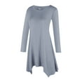 thumbnail image 3 of SAYFUT Round Neck Women's Basic 3/4 Sleeve Tunic Tops Irregular Hem Round Blouse for Women Long T-Shirt, 3 of 7