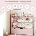 thumbnail image 5 of Homfa Kids Bookcase with 6 Storage Bins, Multi-Purpose Toy Organizers Bookshelf with 3 Drawers for Bedroom Playroom, Pink, 5 of 7