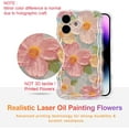 thumbnail image 2 of Case for iPhone 16 Plus, Colorful Retro Oil Painting Printed Flower Laser Glossy Pattern Cute Curly Wave Edge Exquisite Phone Cover Stylish Durable TPU Protective Case for Girl Women-Green, 2 of 18