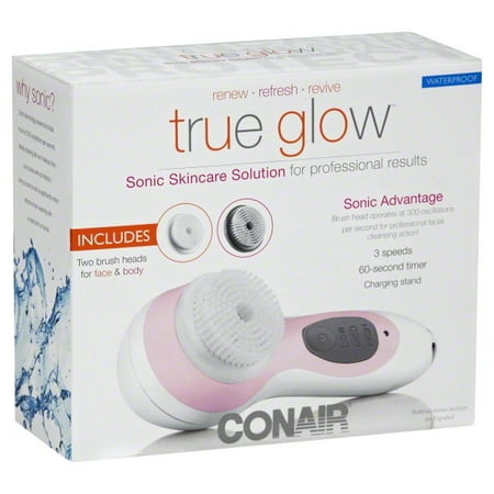 Conair True Glow Sonic Skincare Solution Brush, 4 (Best Sonic Skin Care Brush)