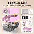 thumbnail image 6 of Stainless Steel Litter Box with Lid, XL Extra Large Litter Box, Enclosed Top Entry Metal Litterbox for Big Cat, Easy Cleaning, Anti-Leakage & High Sided with Mat, Aisle & Scoop, Pink, 6 of 8