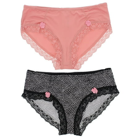 Pink Polka Dot Panties - Marilyn Monroe Intimates Women's Ruched Hipster Panties, (2 Pr) Black Pink Polka Dots