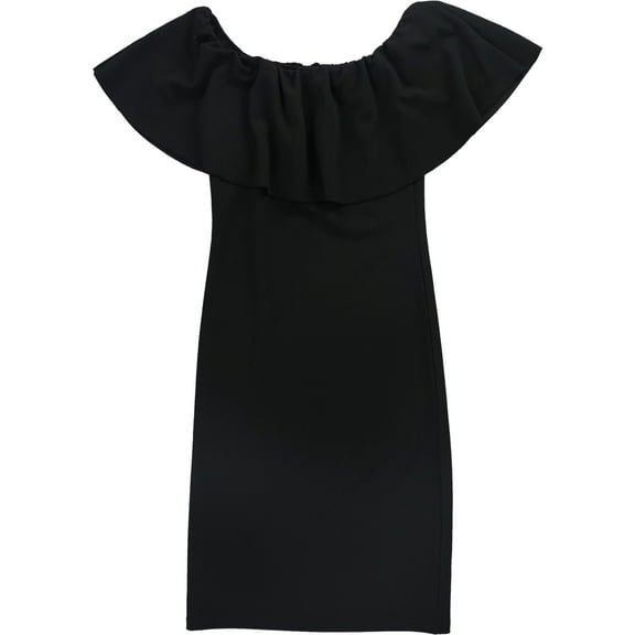 Don’t You Dare Womens Solid Off-Shoulder Dress, Black, Medium