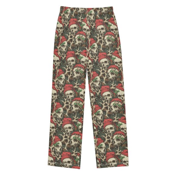 Wobogo Red Hat Skull Long Pajama Pants Bottoms Soft Sleepwear with Pockets
