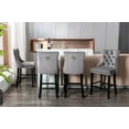 thumbnail image 3 of Velvet Upholstered Barstools with Button Tufted and Chrome Nailhead Trim, Leisure Style Bar Chairs with Wooden Legs for Kitchen Island Restaurant Pub Counter, Set of 2, Gray, 3 of 9