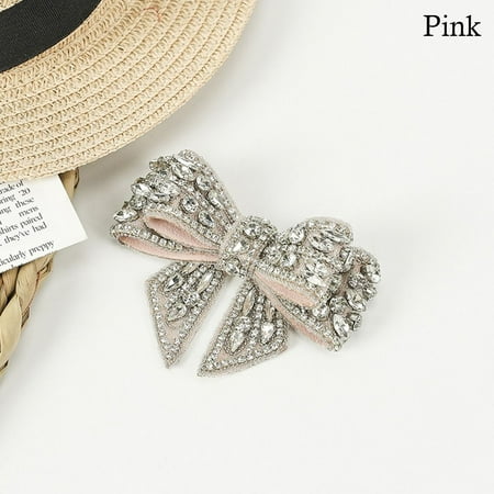 High Heel Handmade DIY Bags/Clothes/Shoes Rhinestone Wedding Bride Bow Shoes Flower Jewelry Shoes Decorations Bow Shoes Charm Shoes Buckle Accessories PINK