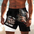 thumbnail image 2 of LIIPEE Swim Trunks For Men Elastic Drawstring Waist Straight Leg Comfortable Lightweight Patriotic Flag Print Celebration 250 Years Holiday Beach Board Shorts For Independence Day,Black, 2 of 4