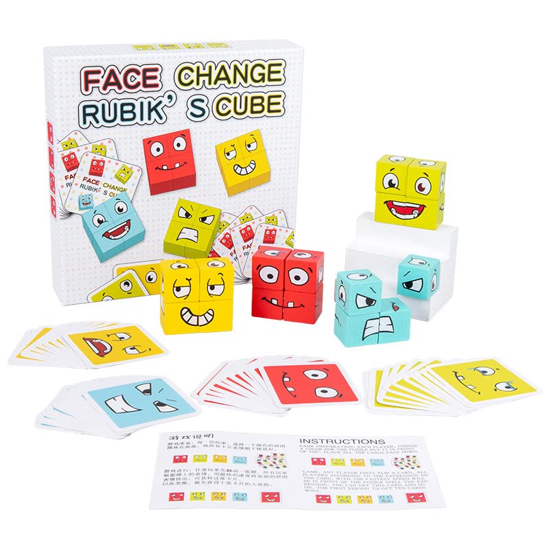 Expression Puzzle Building Cubes Wooden FaceChanging Magic Cube