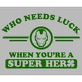 thumbnail image 2 of Junior's Marvel St. Patrick's Day Iron Man No Luck Needed  Graphic Tee Athletic Heather Small, 2 of 3