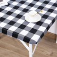 thumbnail image 4 of HSHDLDF Housse de Dessus de Table Carrée pour Cocktail en Spandex Ajustée Extensible Nappe 34x34 Pouces E-Black and White Grid, 4 of 6