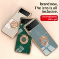 thumbnail image 6 of Tarise for Samsung Galaxy Z Flip 4 5G Phone Case with Ring Holder, Flip 4 Cover, Kickstand Magnetic Plating Frame TPU Shockproof Anti-Scratch Girls Women Men Case Cover for Samsung Z Flip4 5G, Mint, 6 of 12