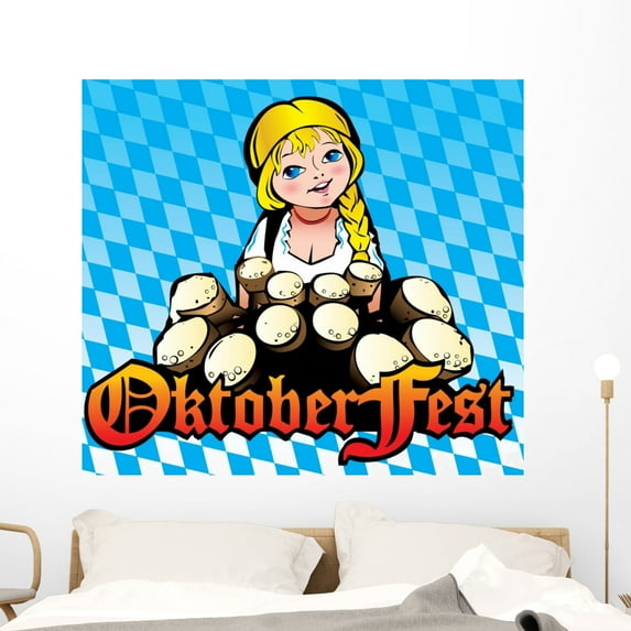 Oktoberfest Girl Girl with Wall Mural by Wallmonkeys Peel and Stick Graphic (48 in W x 43 in H) WM155272