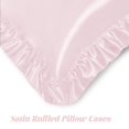 thumbnail image 4 of Funda de almohada Homiest con volantes, satén, tamaño queen, rosa rubor, juego de 2, 4 of 7