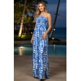 thumbnail image 4 of HAPPY BAY Women's Summer Boho A-Line Slit Maxi Beach Dress Smocked Top Evening Long Strapless Tube Dresses for Women One Size Sapphire, Tribal, 4 of 5