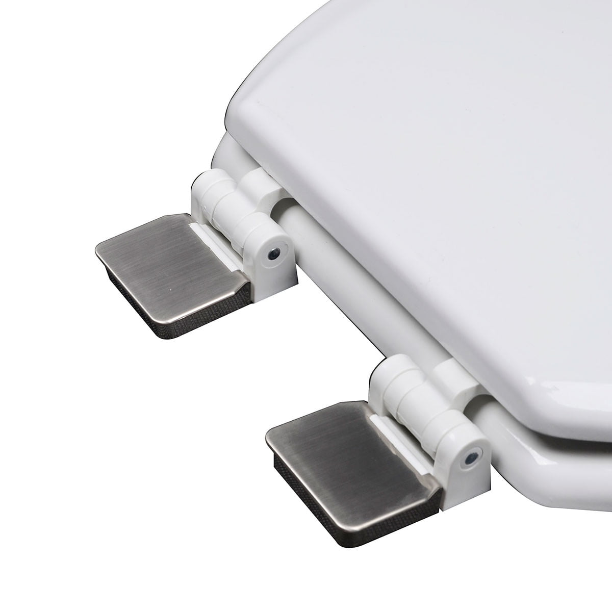 BathDecor Premium White Molded Elongated Wood Toilet Seat with