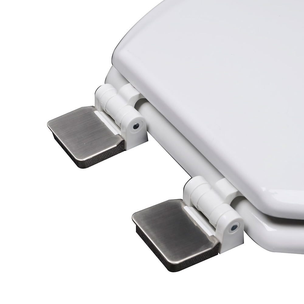 BathDecor Premium White Molded Elongated Wood Toilet Seat with