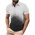 thumbnail image 2 of Mens Gradient Polo Shirts Casual Short Sleeve Athletic T-Shirts Classic Contrast Collar Shirt with Pocket Black S, 2 of 5