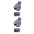 thumbnail image 4 of QualitChoice Winter Caps Decorative Hat Scarf Set Adorable Autumn Crochet Neckerchief Sports Two-piece Stylish Collar Gray 2Set, 4 of 6