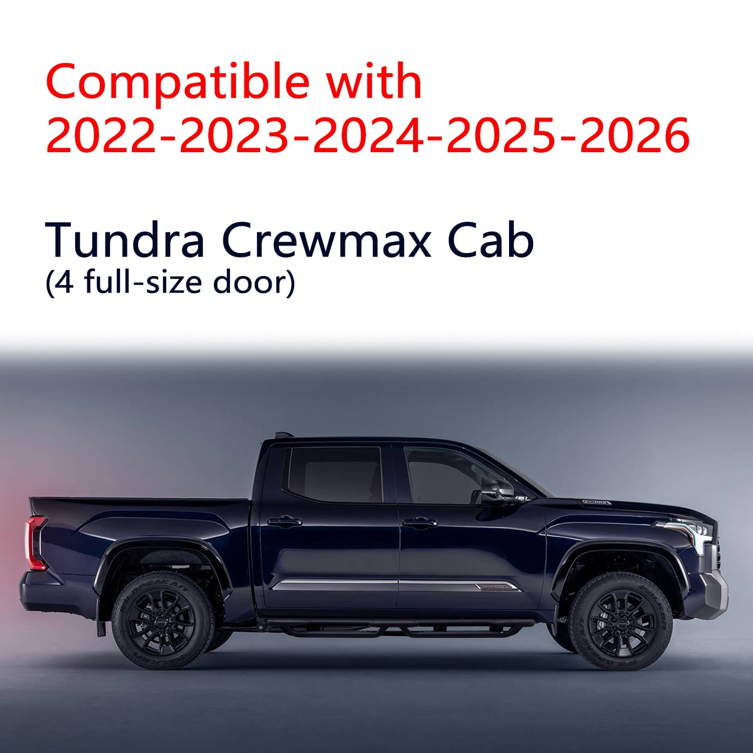 Vijay Running Boards Compatible with 2022-2023-2024-2025-2026 Toyota Tundra Crewmax Cab 4-Door A Pair Bolt-on Side Steps Rails Steel Nerf Bars