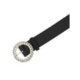 thumbnail image 2 of INSPIRE CHIC Women's Belt Rhinestones Pearl Buckle Fashion Sweet Belts for Dresses Pants 106x3.5cm/41.7x1.4" Black, 2 of 6