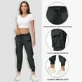 thumbnail image 4 of Women's Lightweight Hiking Cargo Pants Outdoor Quick Dry Casual Travel Sweatpants Joggers Elastic Waist Button Pockets, 4 of 7