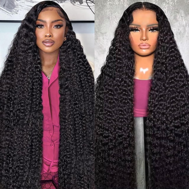Pelucas con encaje en la parte delantera FYKD Deep Wave, cabello humano con una densidad del 200%