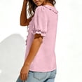thumbnail image 5 of Womens Ruffle Dressy Blouses, Short Sleeve Shirts for Women Summer Business Casual Vintage Solid Color V Neck T-Shirts, 5 of 6