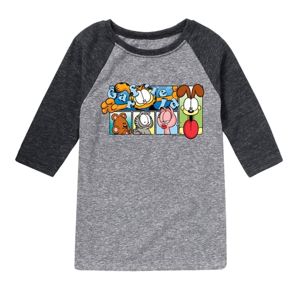 Garfield - Character Grid - Toddler And Youth Raglan Graphic T-Shirt