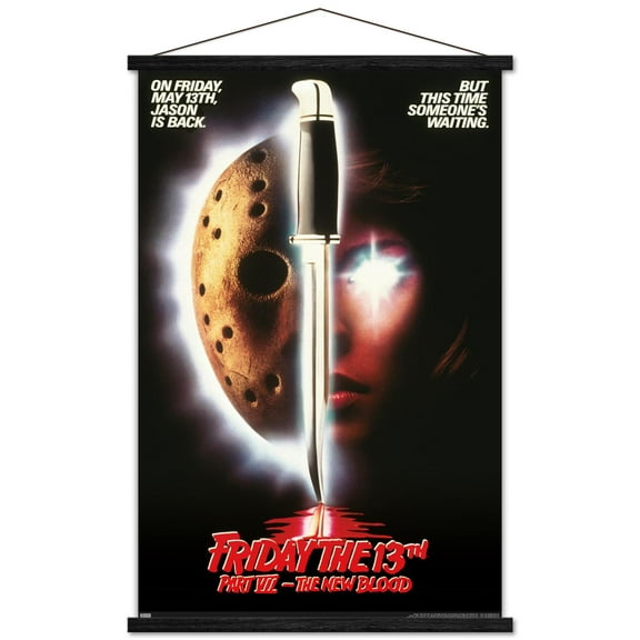 Friday The 13th Part ViI: The New Blood - One Sheet Wall Poster with Wooden Magnetic Frame, 22.375" x 34"