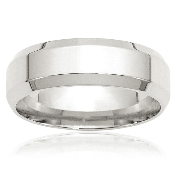 925 Sterling Silver 7mm Edge Plain Classic Wedding Band Ring