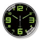 thumbnail image 1 of Reloj de pared moderno de 12 pulgadas que brilla en la oscuridad, negro y verde, 1 of 2