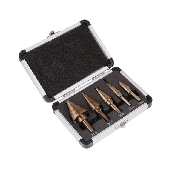 5pcs HSS Cobalt Multiple Hole 50 Sizes Step Drill Bit Set with Aluminum Case