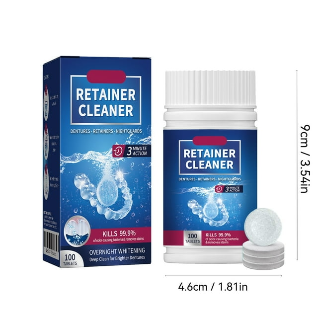 JJKBVCLO Denture Cleaning Tablets 100 Retainer Cleaning Tablets For Oral And Night Devices Tooth Cleaner For Night Devices Fresh Within 3 100 Tab