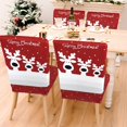 thumbnail image 3 of Christmas Chair Covers Set of 4, Red Chair Covers for Dining Chairs Reindeer Seat Covers, Washable Stretch Parsons Chair Slipcover, Removable Kitchen Chair Protectors Covers Holiday Restaurant Decor, 3 of 6