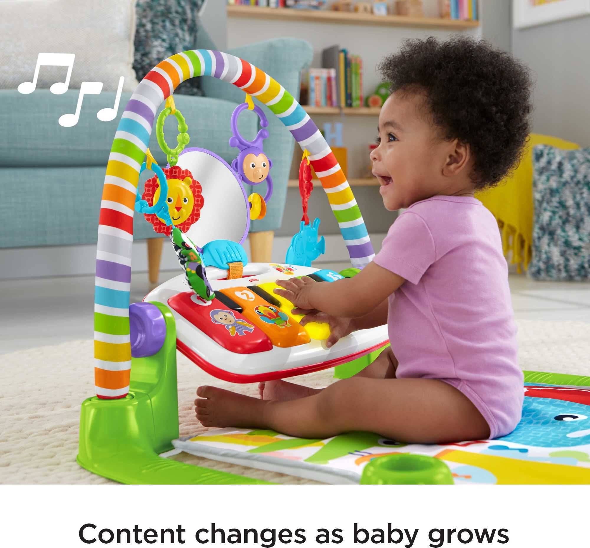 Fisher-Price Deluxe Kick & Play Piano Gym Infant Playmat with Electronic Learning Toy, Green
