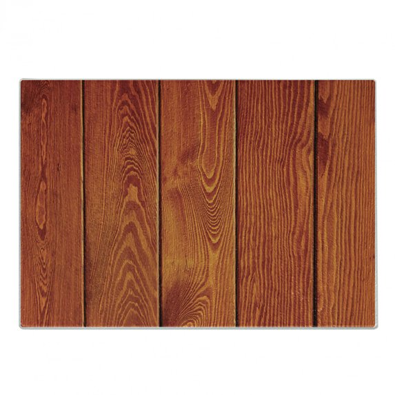 Orange Cutting Board, Wooden Rustic Texture Image with Natural Patterns Oak Timber Tree Floor Print, Decorative Tempered Glass Cutting and Serving Board, Small Size, Orange Marigold, by Ambesonne