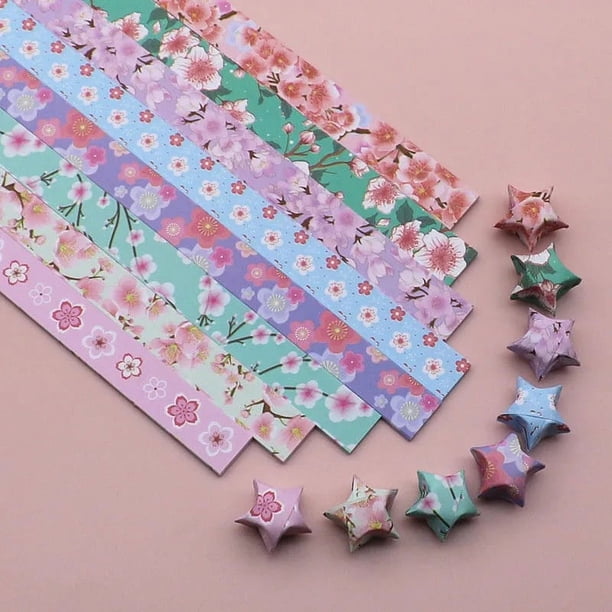 Origami de estrella gruesa 136, 8 dibujos por juego, papel con forma de estrella de pentagrama de la suerte para niños