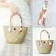 thumbnail image 1 of Granjero Gordo Bolso de mano tejido y bolsas de cosméticos, bolso de mano tejido elegante de playa de verano, bolso de hombro de 4,33 x 3,93 x 7,08 pulgadas (estilo H), 1 of 4