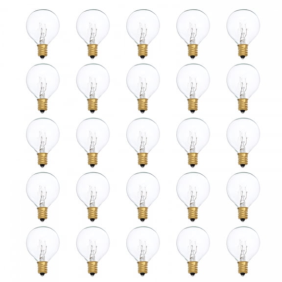 HIBIBUD G40 Light Bulbs Replacement,Clear Globe Bulbs E12 7W,Incandescent Bulbs for Indoor Outdoor Patio String Lights,25 Pack