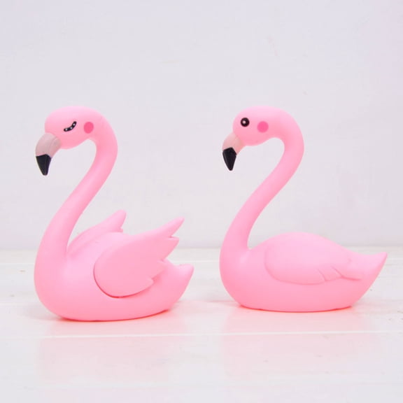 OUNONA Adorable Pink Flamingo Cake Decor and Car Ornament Set of 4 for Decoration Plastic