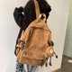 thumbnail image 3 of Mochila de pana de moda para mujer, de color puro, a rayas, Harajuku, mochila escolar para adolescentes, mochila de lujo para chicas, mochila bonita para mujer, 3 of 5