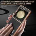 thumbnail image 5 of Case Designed for Samsung Galaxy Z Flip 6, Classic Crocodile Texture PU Leather + Plating Frame Shokcproof Lightweight Ultra Slim Case Cover for Men Women for Samsung Galaxy Z Flip 6, Black, 5 of 8