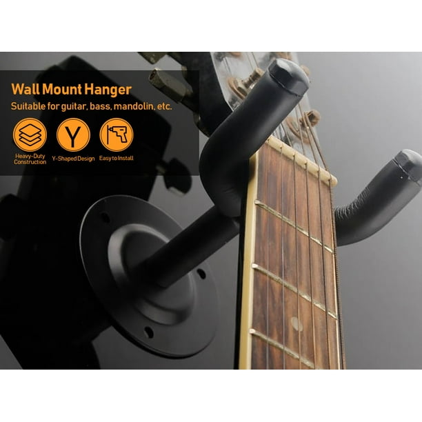 Support mural pour guitare, support de basse pour guitare, suspension,  cadre de fixation avec vis, utilisé pour guitare électrique classique,  ukulélé, banjo et mandoline (1 paire) 
