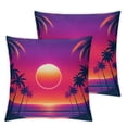 thumbnail image 2 of AWERP Hawaiian Sunset on Big Island Anaehoomalu Bay Ocean Romantic Resort Decorative Square Accent Mauve Black Pillow Case Set of 2 White, 2 of 6