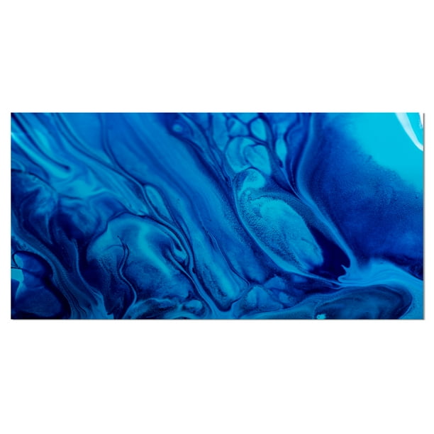 Designart Dark Blue Abstract Acrylic Paint Mix Abstract Art On Canvas Walmart Com Walmart Com